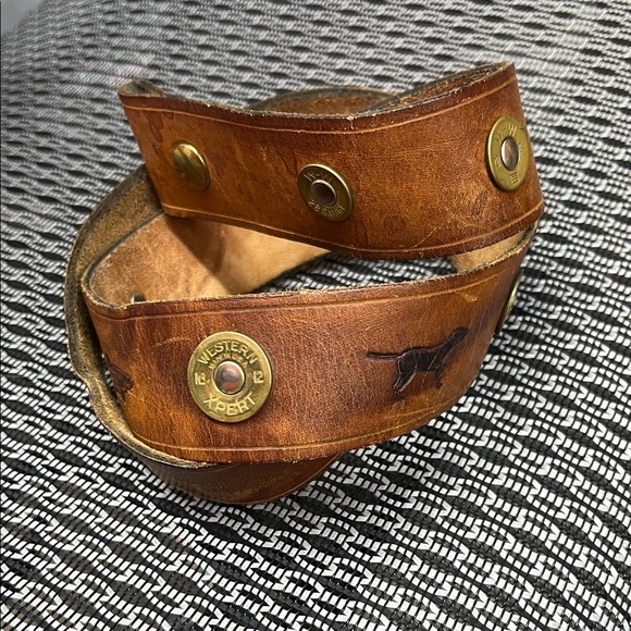 Brown Leather Belt with Brass Details